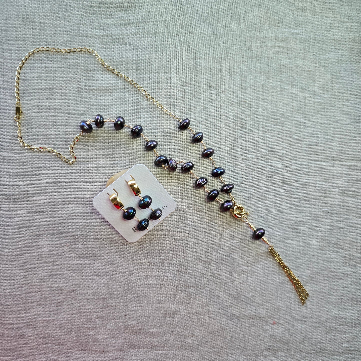 Set Magdalena Villaldama – Perla Cultivada Gris Tornasol | Colección Eclipse