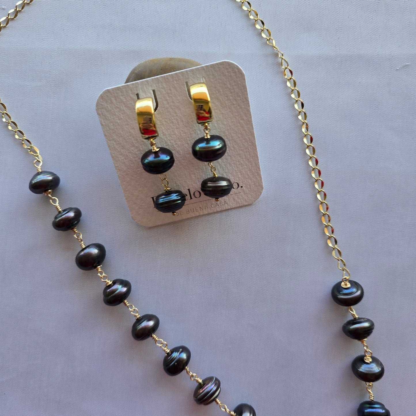 Set Magdalena Villaldama – Perla Cultivada Gris Tornasol | Colección Eclipse